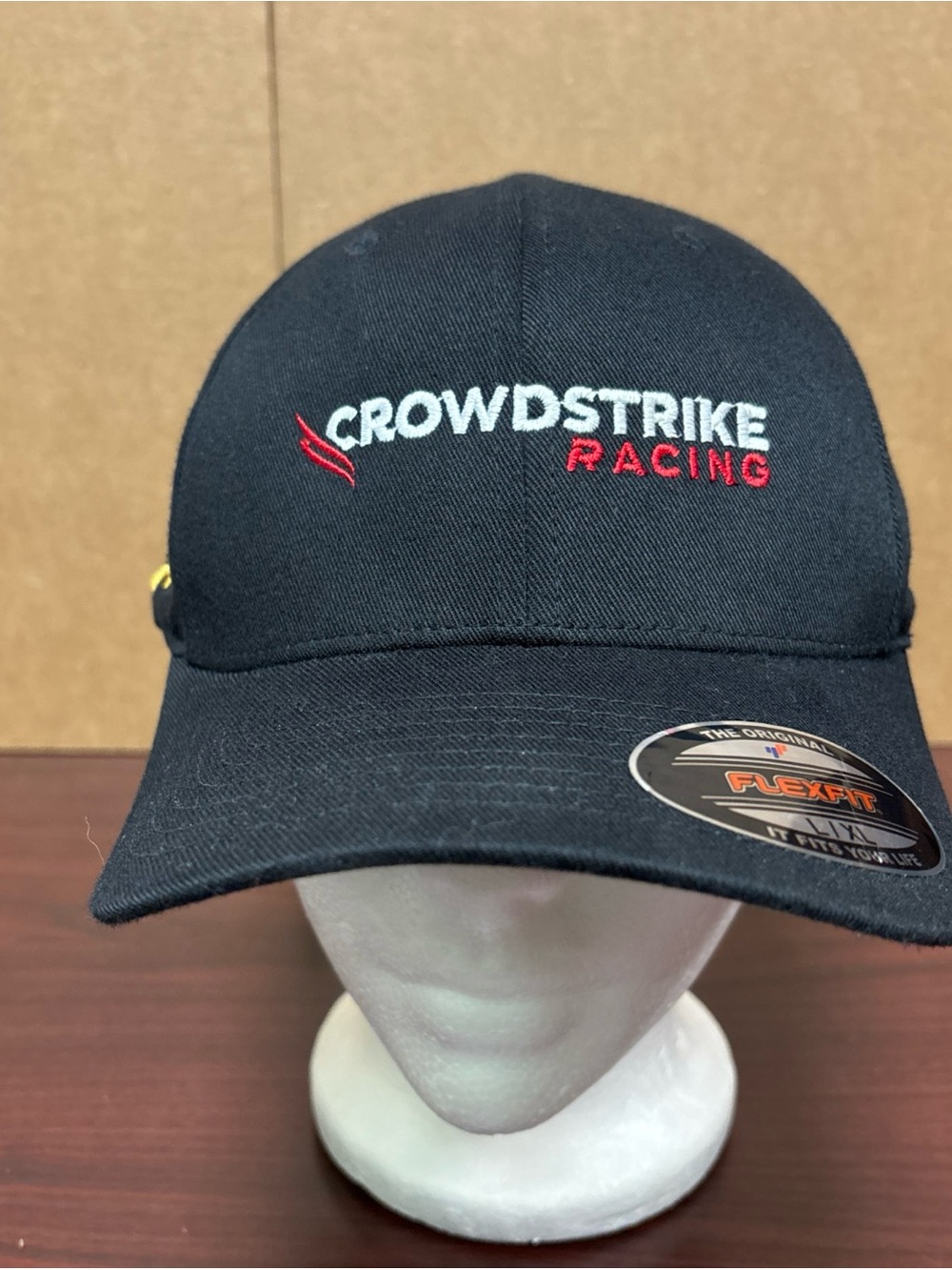 Crowdstrike Racing APR AWS Amazon Black Baseball cap Hat Flex Fit Stretch LG XL